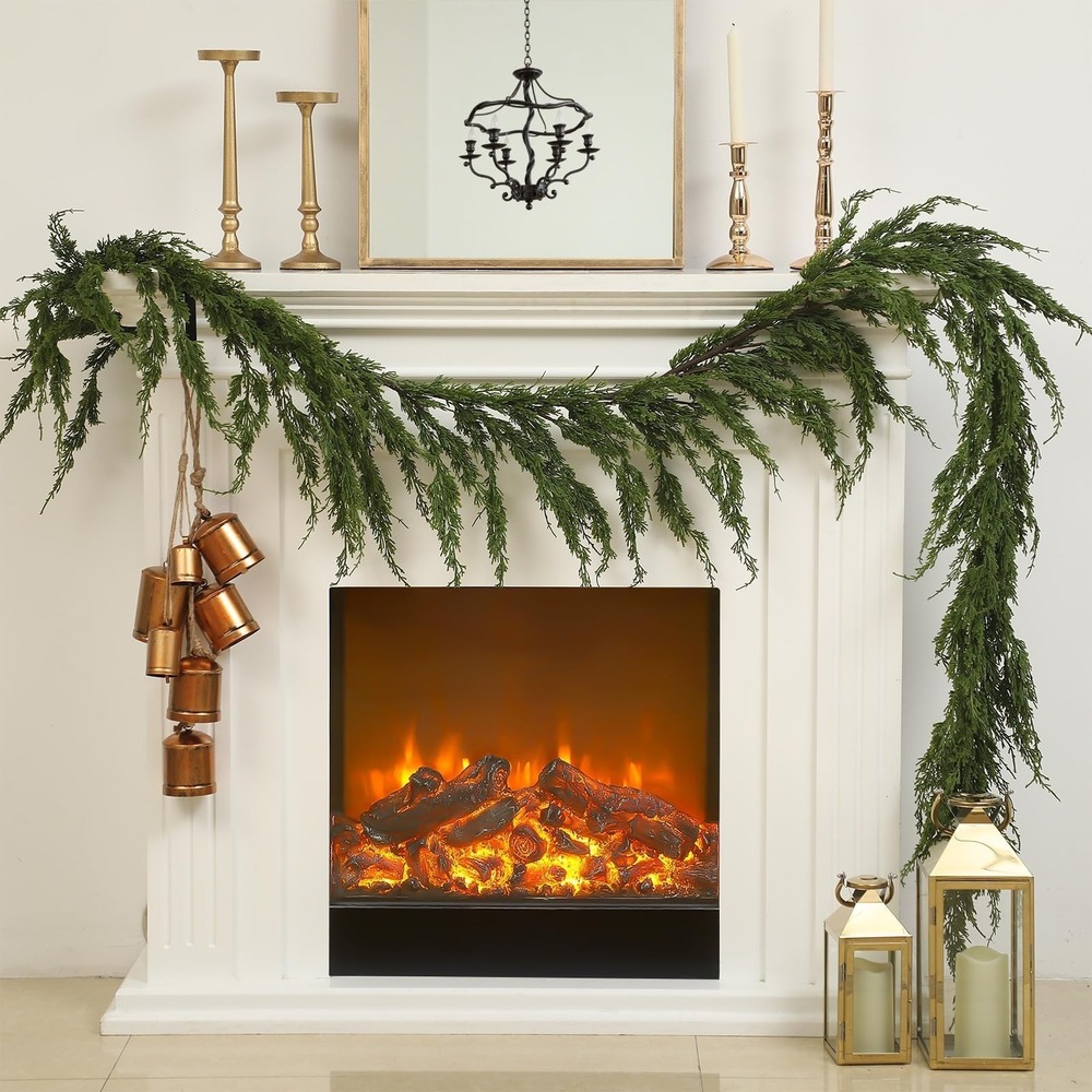 NIP 9 Ft Christmas Artificial Cedar Cypress Garland 1 Piece Mantle Table Decor